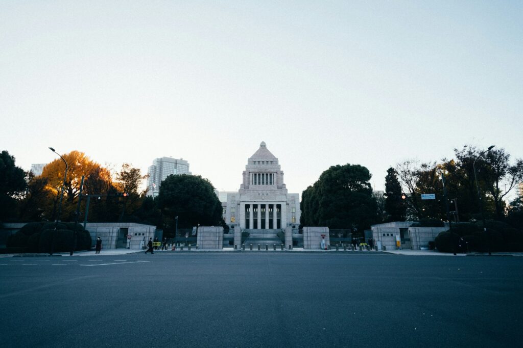 The japanese diet building is seen in this picture.